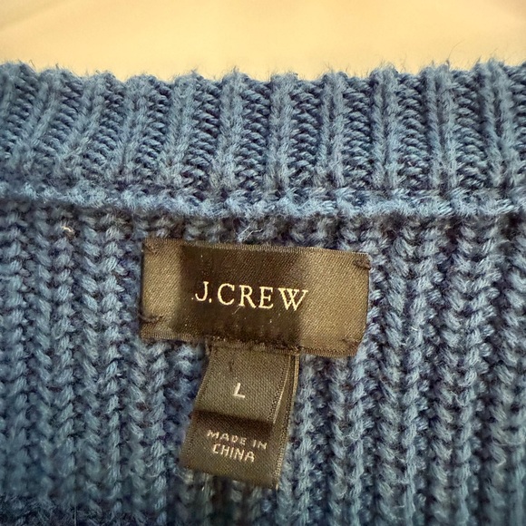 J. Crew Blue Crewneck Sweater with Ribbed Texture - Picture 2 of 2